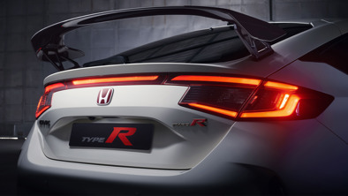 Close up of the rear of a Civic Type R.